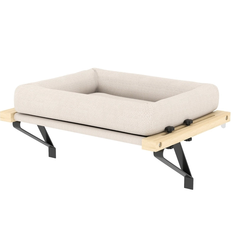 Letto per gatti bianco crema in legno - supporto regolabile 4-12 cm
