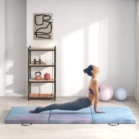 Tappetino da Ginnastica Pieghevole con Maniglie 180x60x5 cm Blu