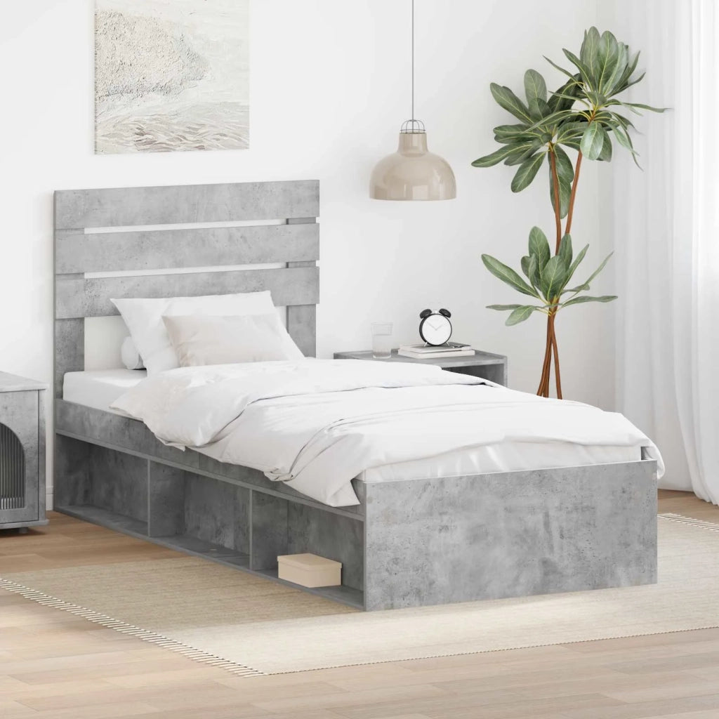 Struttura del letto Grigio Concretè 90 x 190 cm Pino massello 3411466