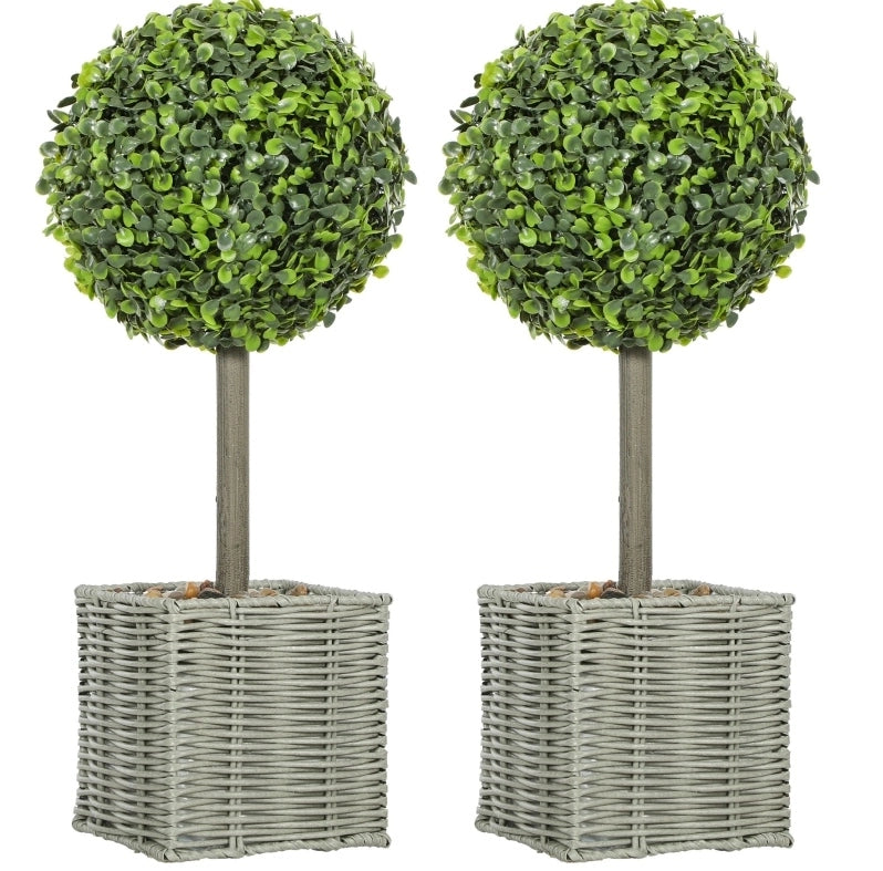 Set di 2 piante artificiali di bosso verdi UV