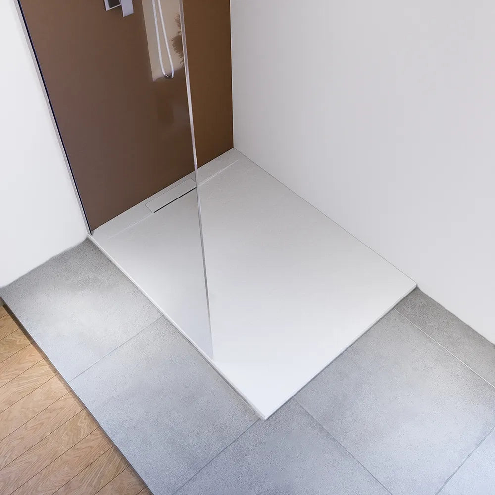 Piatto doccia 80x120 cm in marmoresina bianco effetto pietra | Paros