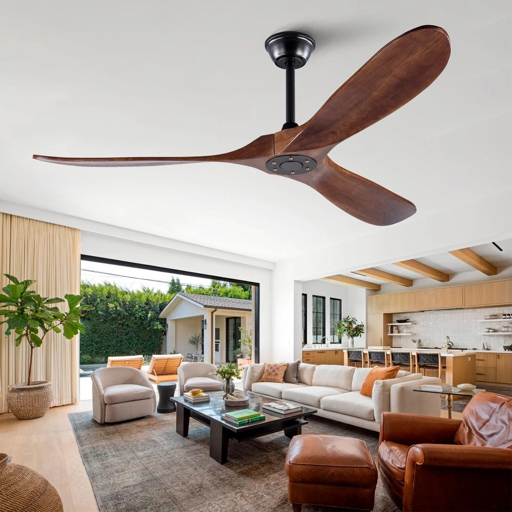 Ventilatore da soffitto 60 pollici ¨C Minimal ¨C colore noce effetto legno impermeabile per giardino esterno terrazzo