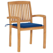 Sedie da Giardino 2 pz con Cuscini Blu Reale in Massello Teak 3063262