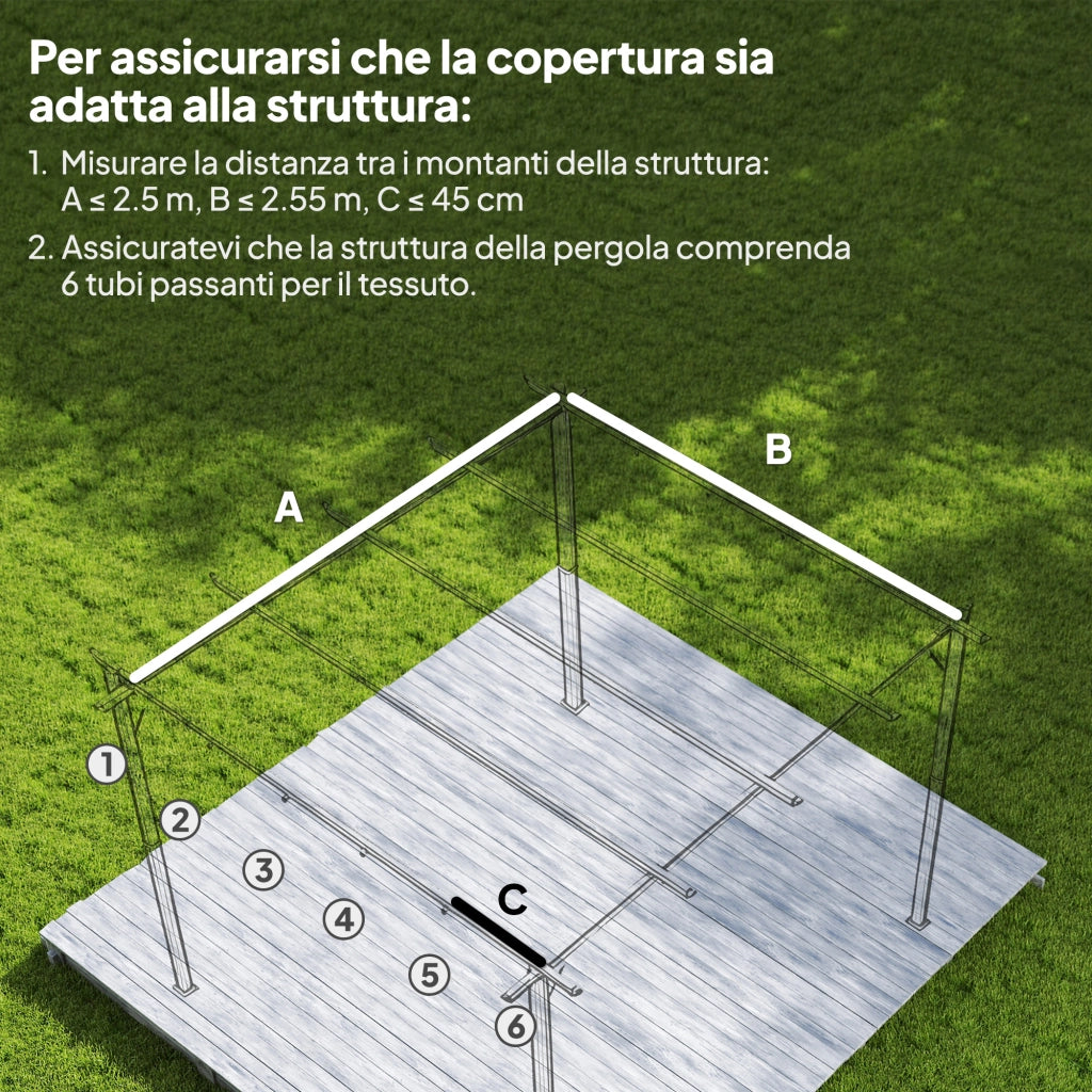 Telo per Pergola 250x255 cm con 10 Fori di Drenaggio in Poliestere Marrone Chiaro