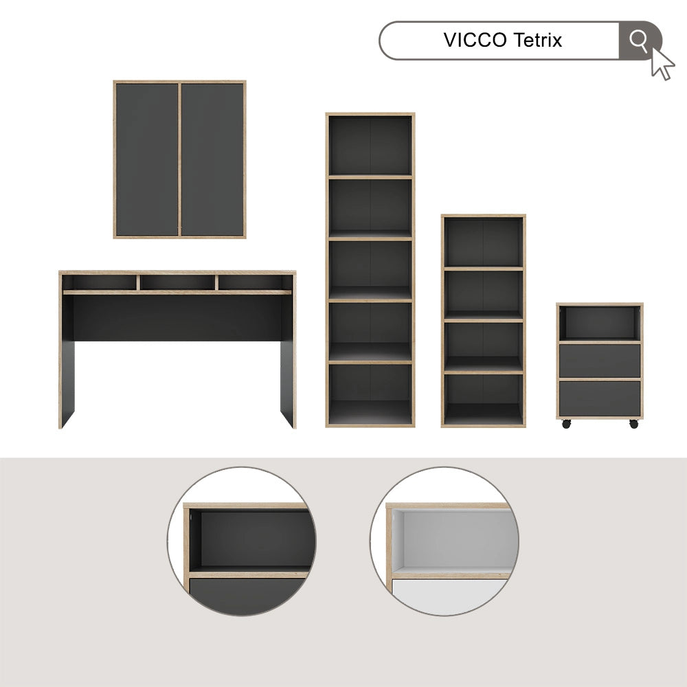 Vicco Scrivania con ripiani Bianco 112 x 55 cm con 3 scomparti