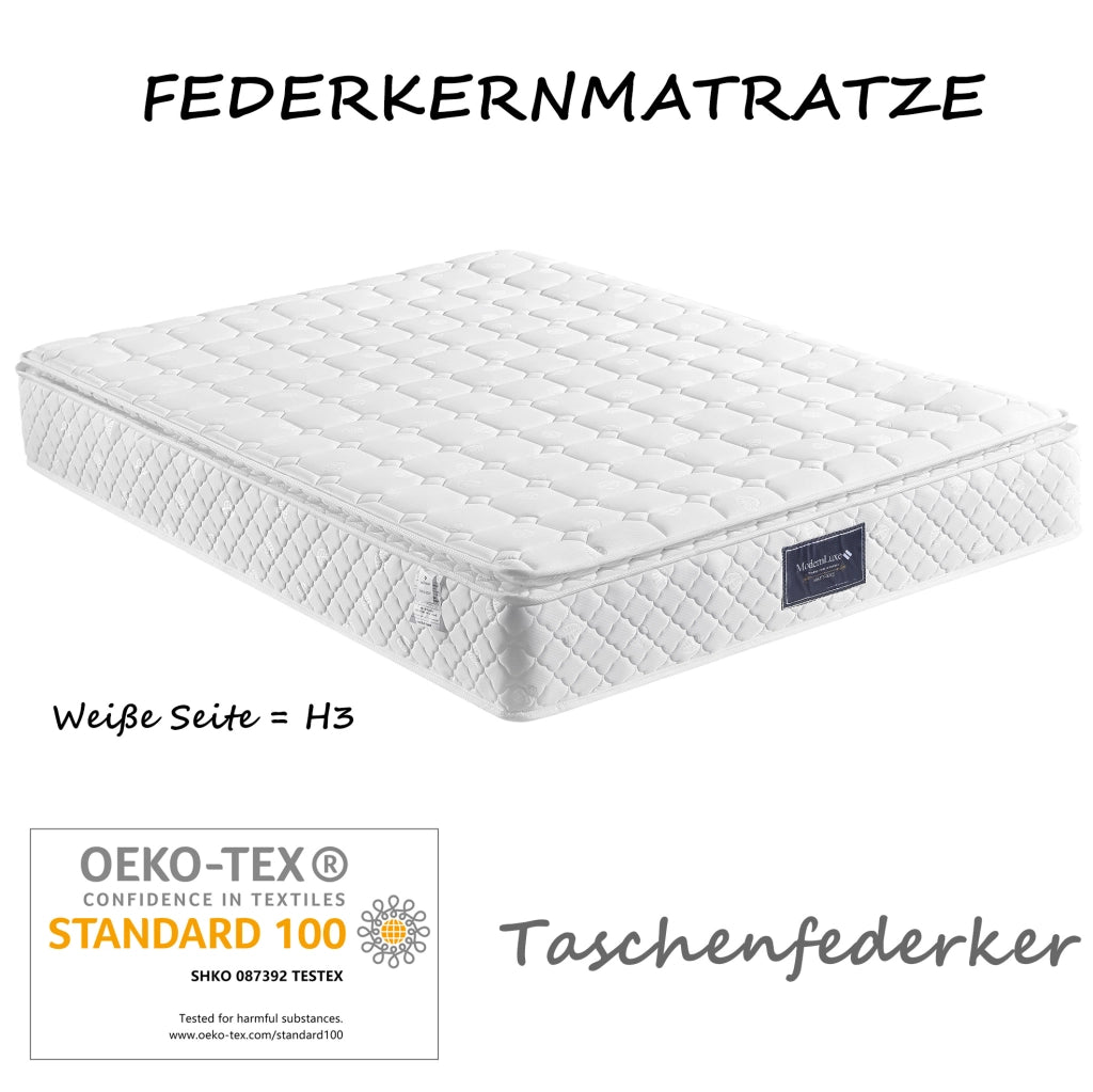 Letto matrimoniale 160x200 cm con contenitore; testiera con USB e Type-C; beige in cotone e lino