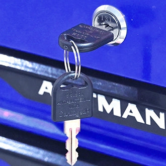 Scaffale in acciaio con 3 cassetti e vassoio superiore, serratura in metallo, per officina e garage, nero 60 × 29,5 × 42 cm
