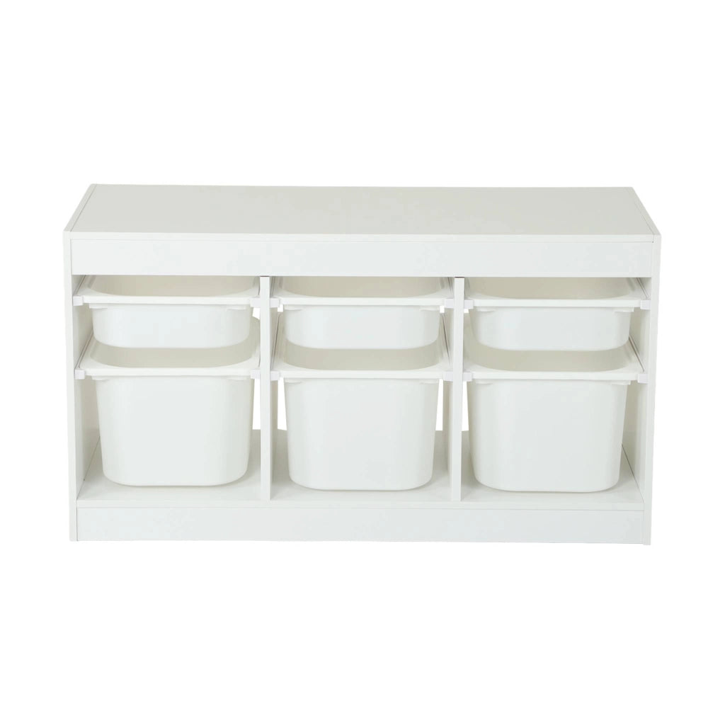 Mobile contenitore per bambini decorazione legno 6 contenitori, bianco