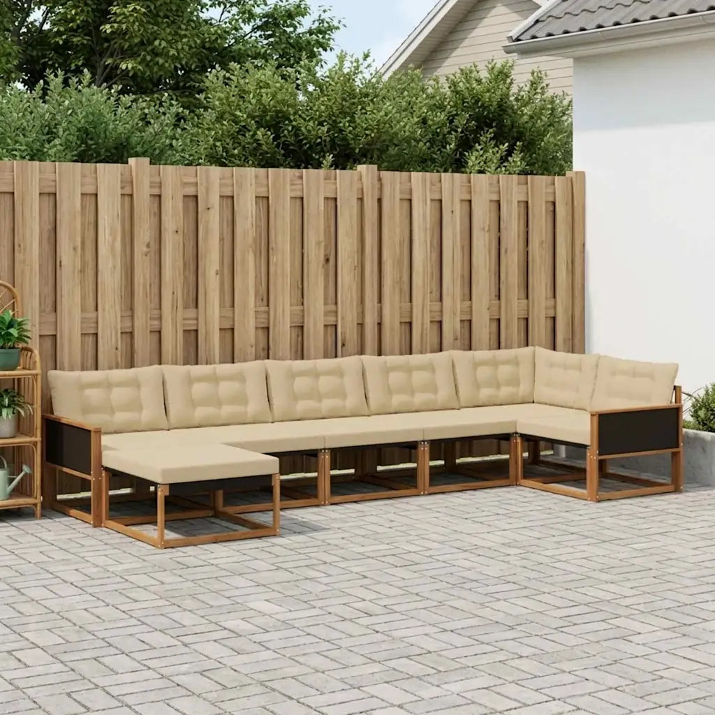 Set di divani da esterno con cuscino 7 pcs Naturale e Beige