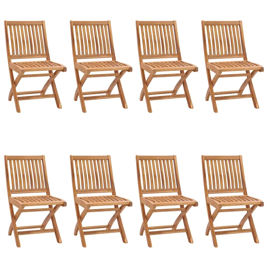 Sedie da Giardino Pieghevoli con Cuscini 8 pz Massello di Teak 3072869