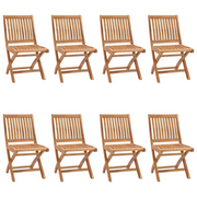 Sedie da Giardino Pieghevoli con Cuscini 8 pz Massello di Teak 3072869