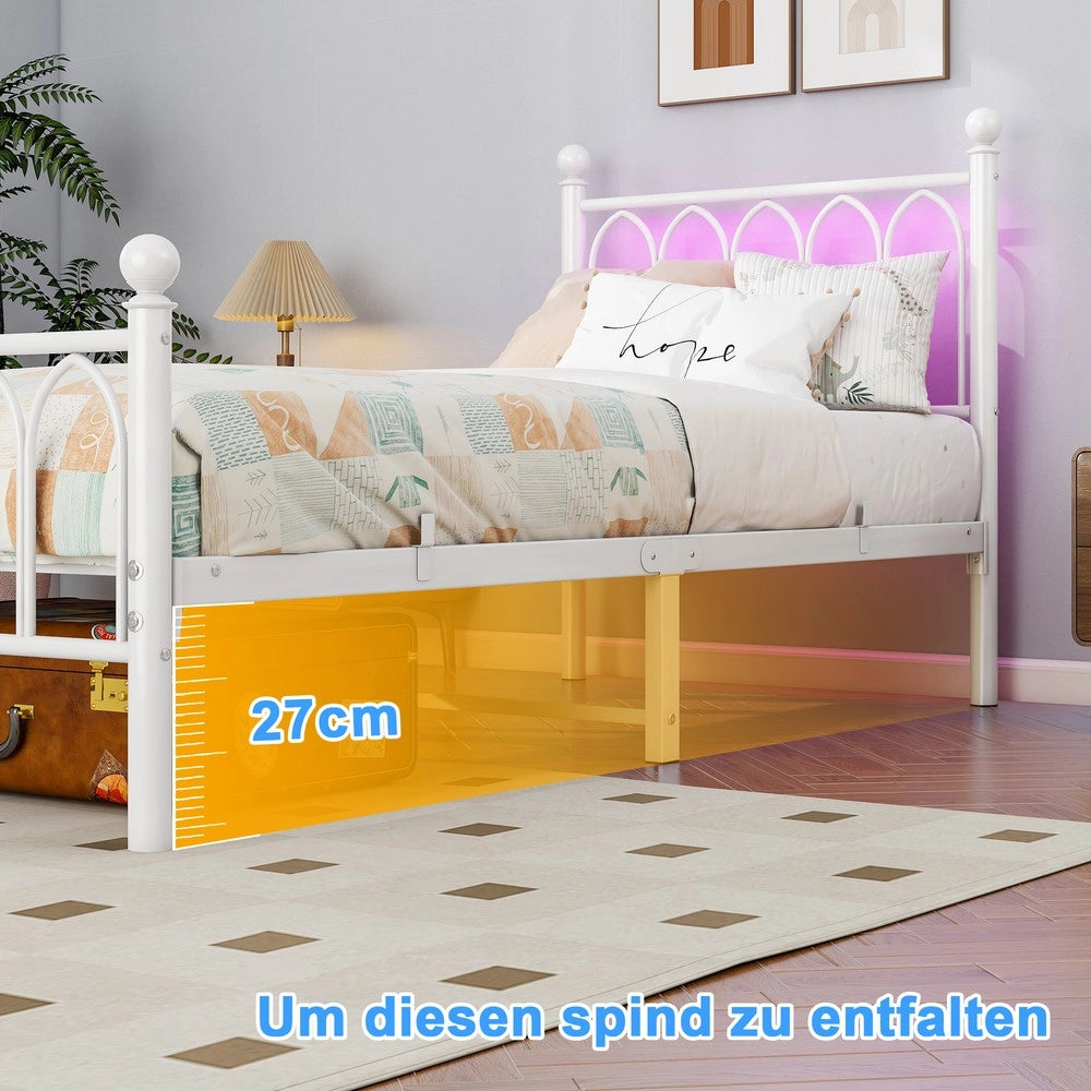 Giroletto in Metallo con LED e USB ¨C Xylo ¨C Bianco 90x200