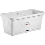 CASSETTA + RISERVA + RUOTE NATURAL STEFANPLAST  PP RATTAN BIANCO CM 80X40 H.CM 34