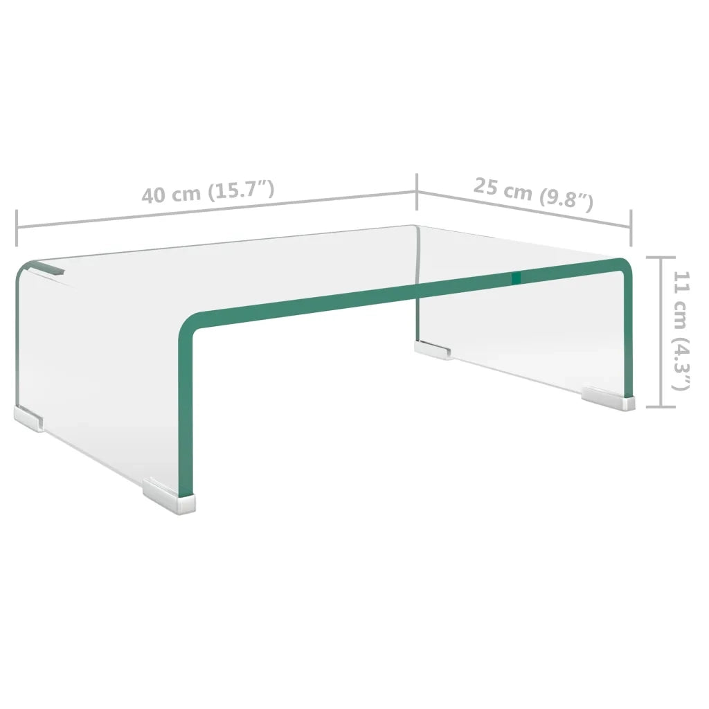 Mobile/Rialzo porta TV-Supporto per TV in Vetro Bianco 40x25x11 cm