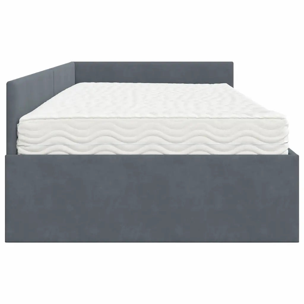 Struttura Letto Angolare con Materasso 2 pz-Giroletto con materasso Grigio Velluto 647940