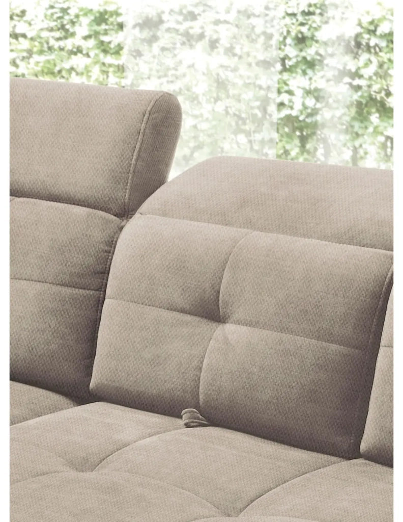 Divano ad angolo Beige 5 posti angolo sinistro molle ondulate INFERNO