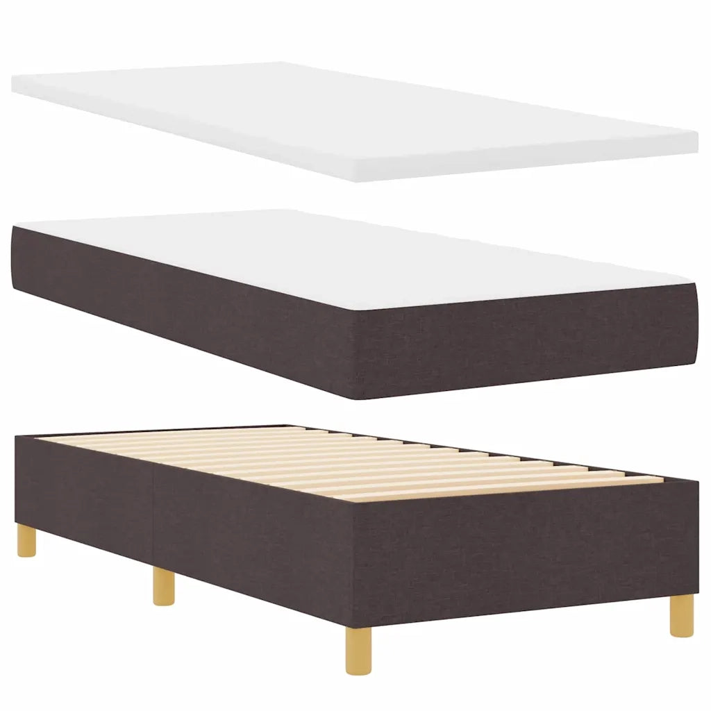 Letto a molle con materasso Marrone Scuro 100 x 200 cm Tessuto