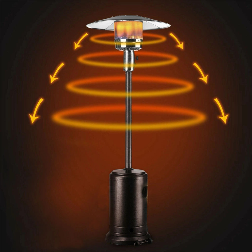 Marvin Stufa a gas Sunshine bombola gpl Fungo da Esterno portatile con ruote acciaio 20mq giardino patio riscald Marrone