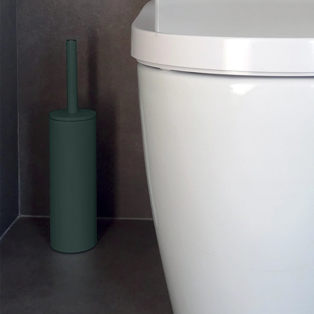 Set pattumiera 5lt a pedale e portascopino in acciaio verde scuro opaco Axin