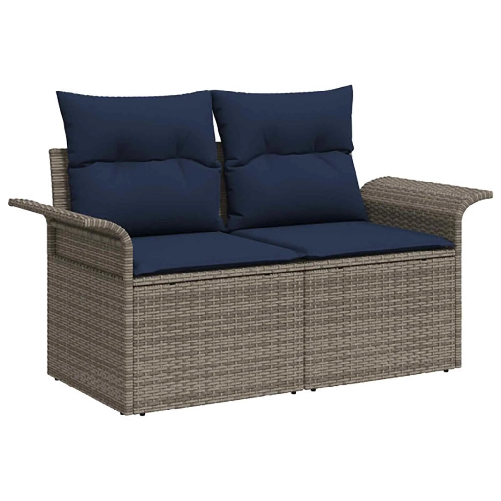 Set di divani 8 pz Grigio e Blu Navy Rattan sintetico e Acciaio 3448007
