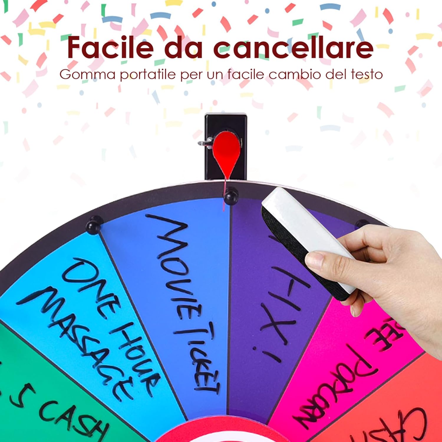 18/24 Pollici Gioco Ruota della Fortuna da Terra&Tavolo, Wheel of Fortune con Marcatore e Cancellatore, 14 Slots, per Carnevale e Feste (18 Pollici)