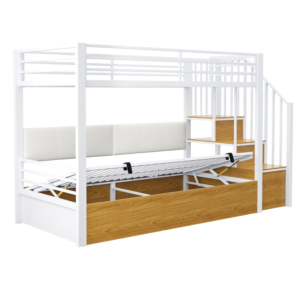 Letto a Soppalco in Metallo con Funzione Idraulica ¨C MINIMAL ¨C Bianco 90x200