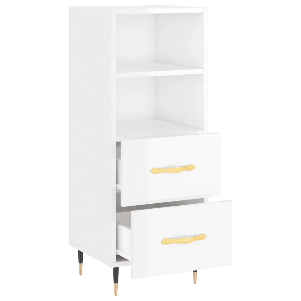 Buffet credenza cassettiera mobiletto mobile contenitore organizer per cucina soggiorno finitura lucida 34,5 x 34 x 90 cm legno ingegnerizzato bianco 02_0030603