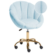 Elegante sedia da ufficio girevole in tessuto bouclè azzurro con base regolabile in altezza Design moderno Home Office