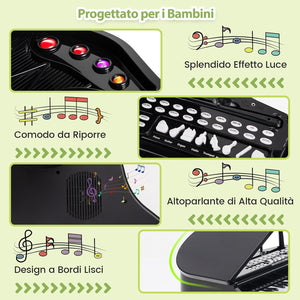 Pianoforte per Bambini a 37 Tasti, Set Pianoforte con Microfono Regolabile, Pianoforte con Funzione di Registrazione e Riproduzione, Giocattolo Tastiera Musicale per Bambini 3+ Anni (Nero)