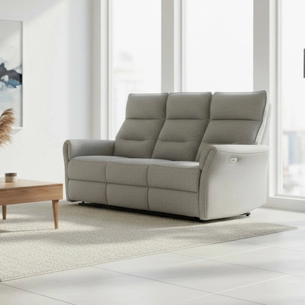 Divano recliner Softwave 3 posti elettrico in tessuto grigio 186 cm