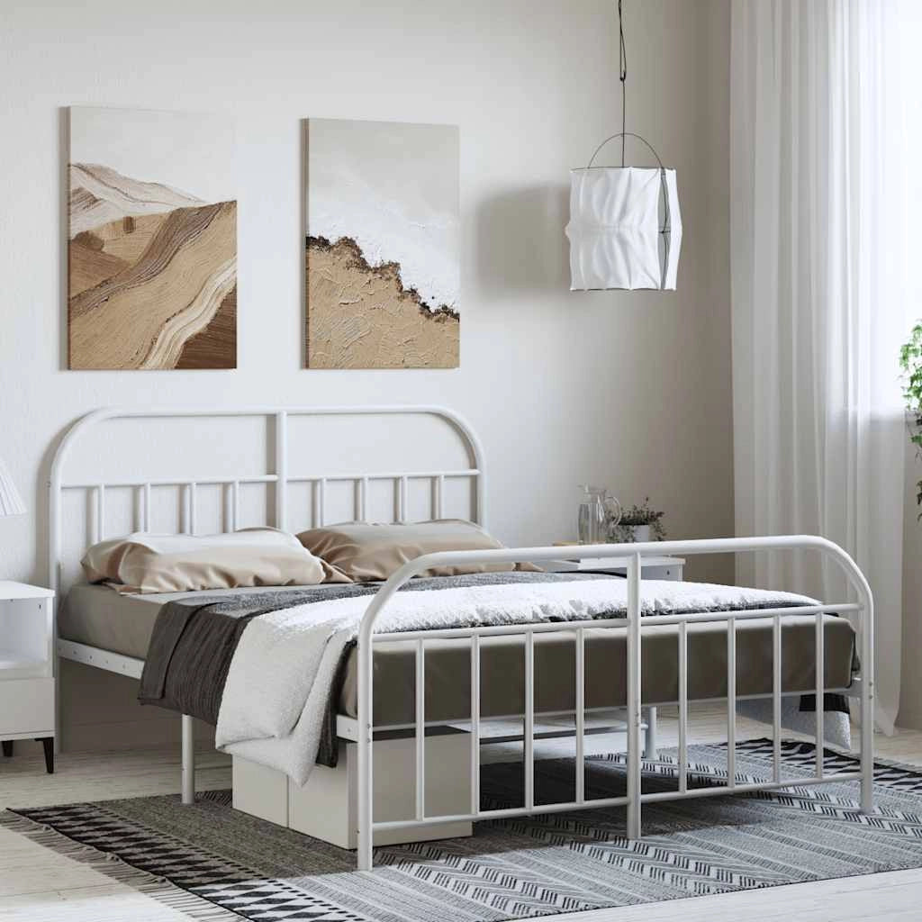 Giroletto con Testiera e Pediera Metallo Bianco 150x200 cmcod mxl 105535