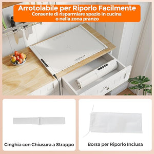 Vassoio Riscaldante Elettrico, Tappetino Riscaldante in Silicone Portatile, con Temperatura Regolabile Timer e Blocco per Bambini, per Buffet, Feste e Cucina (60 x 44 cm,Bianco)