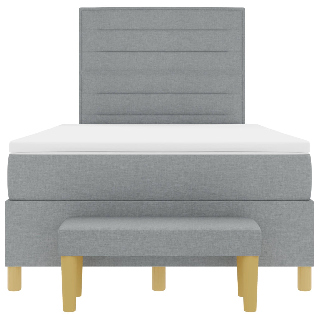 Letto Box Spring con Materasso e Panchina Grigio Chiaro 120x200 cm Tessuto