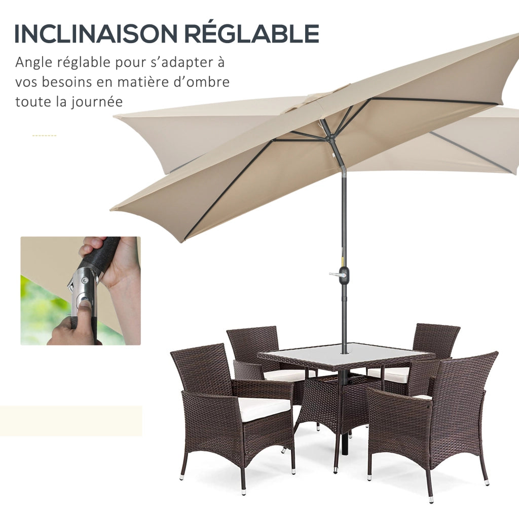 Tenda da sole rettangolare inclinabile ¨C zephmum ¨C kaki 3x2 m in alluminio e poliestere