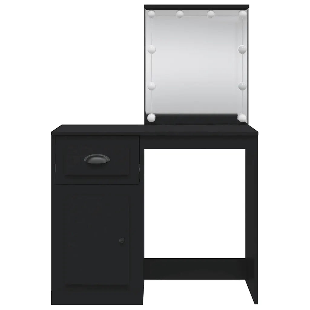 Toeletta | Tavolo da Trucco con Luci LED Nera 90x42x132,5 cm