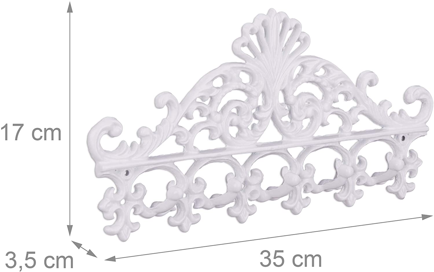 Appendiabiti da muro 5 ganci bianco antico 13_0002203