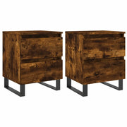 Comodini 2 pz-Set di 2 Tavolino da notte Rovere Fumo 40x35x50 cm in Legno Multistrato