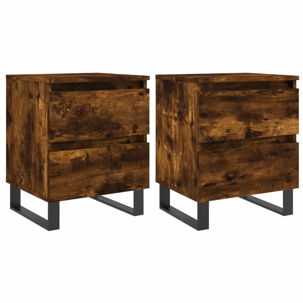 Comodini 2 pz-Set di 2 Tavolino da notte Rovere Fumo 40x35x50 cm in Legno Multistrato