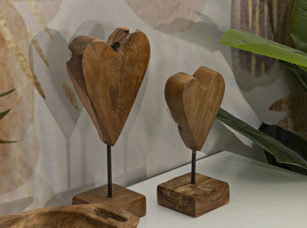 Scultura Cuore 15x10x35 cm in Teak Riciclato