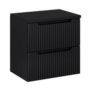 Set da bagno sospeso VANO 60cm: mobile sotto lavabo con cassetti scanalati verticalmente + piano per lavabo in nero opaco
