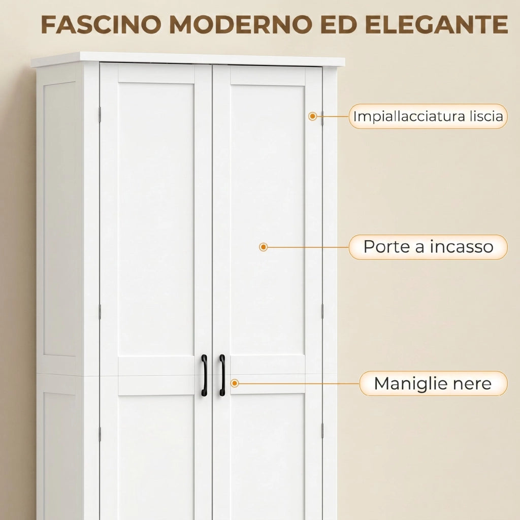 Mobile Cucina Moderno: Ruote. 2 Ante. 14 Scomparti. Colore Bianco.