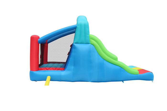 Gonfiabile per Bambini Triplo Scivolo Racing Arrampicata e Rimbalzo Multicolore