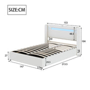 Letto a cassone con LED Bluetooth - Xylo - 140x200 cm - Bianco - USB in Pelle PU