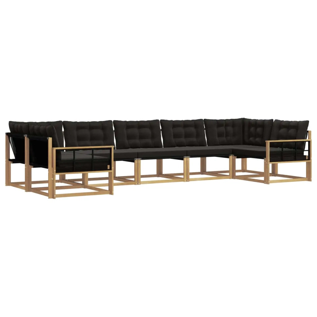 Set di divani da esterno con cuscino 7 pcs Bianco e Nero