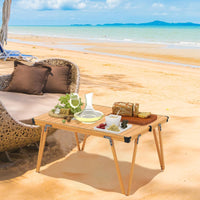 Tavolo da Campeggio Pieghevole, Tavolo da Picnic con Borsa Trasporto e Piano Impermeabile, con Struttura in Alluminio, per Giardino Campeggio, Portata 80 kg (Naturale)