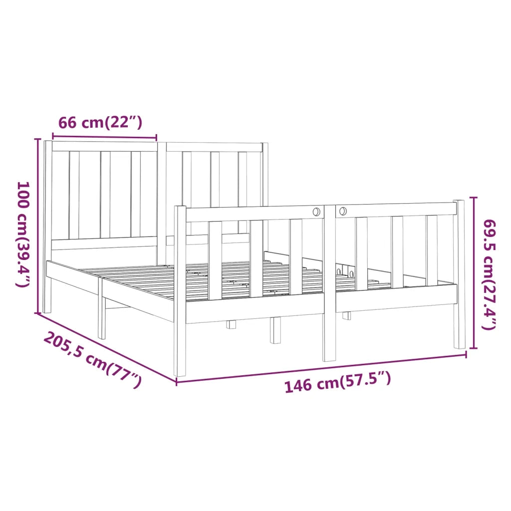 Giroletto senza Materasso-Struttura Letto Bianco 140x200 cm Legno Massello Pino 163085