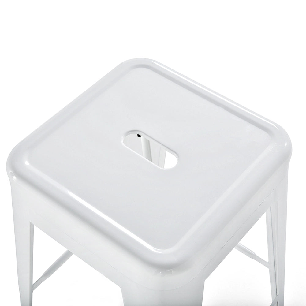 Set di 2 sgabelli da bar in Acciaio bianco 76 cm impilabili altezza bancone industriale