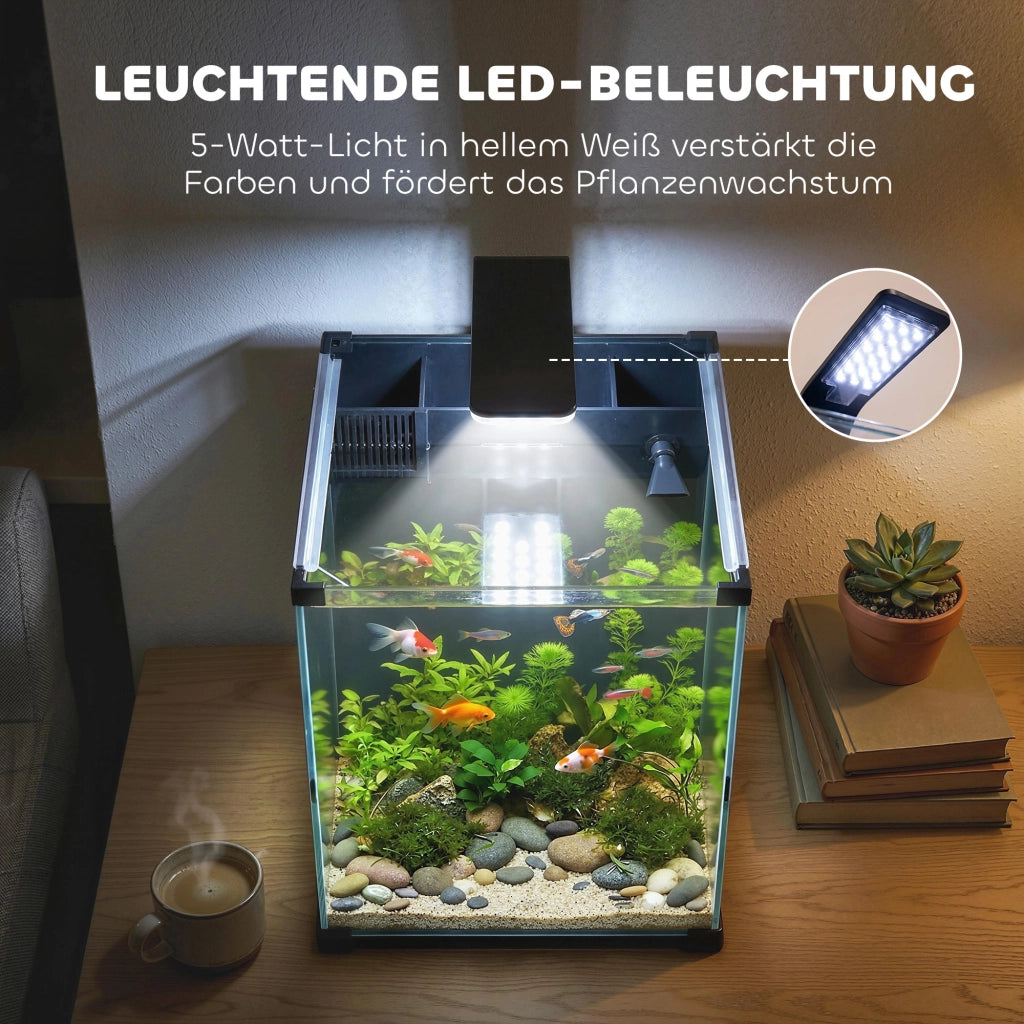 Acquario Nano Completo con LED e Filtro ¨C zephmum ¨C Nero 30x30x45.5 cm