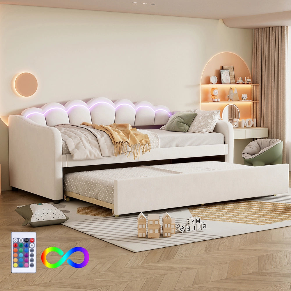 Letto a scomparsa 90x200 cm - Xylo - LED integrato beige