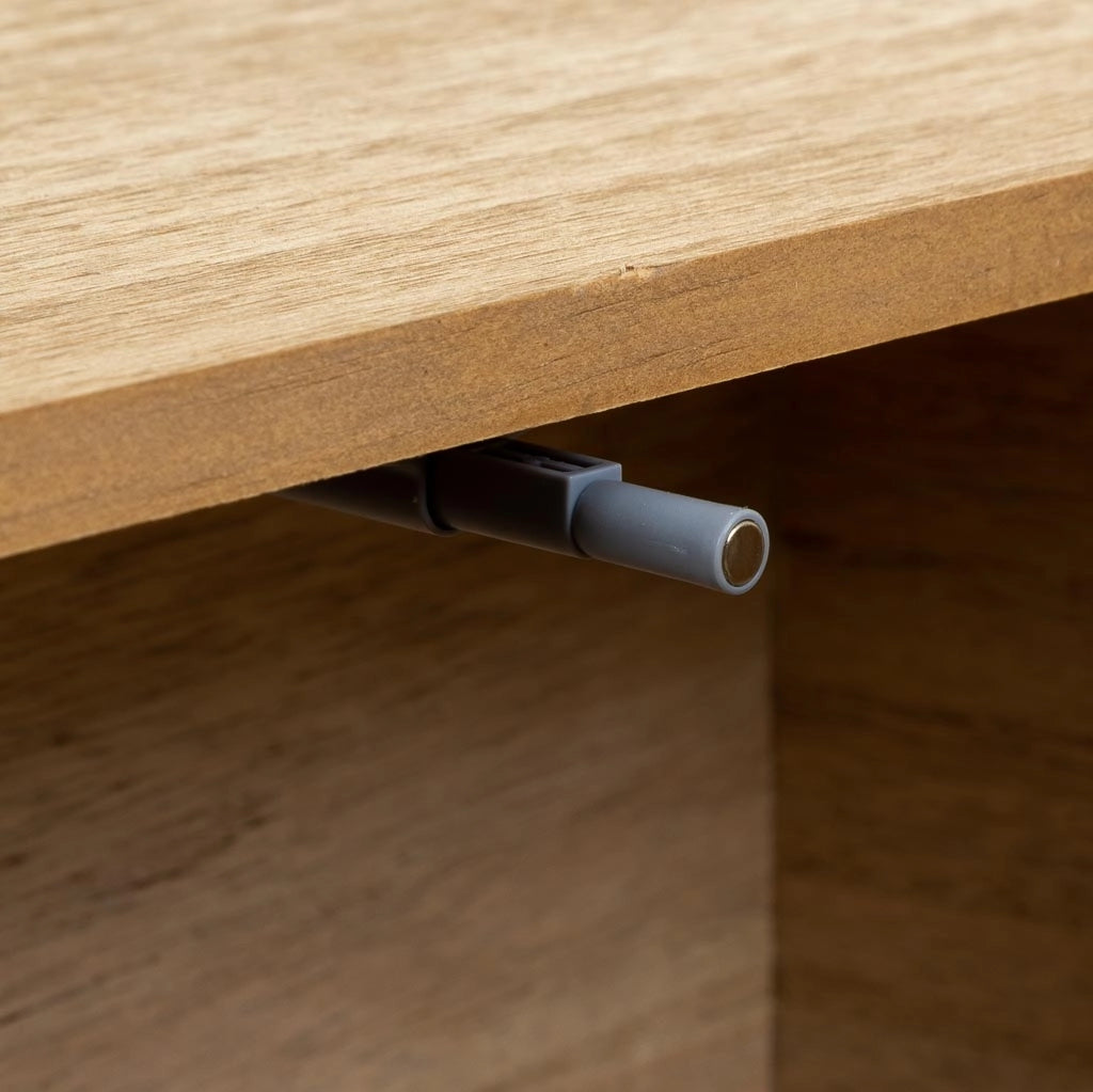 Mobile basso in legno e corda intrecciata marrone 130x36x45h